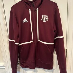 Adidas Zip-Up Sweater in Maroon and White